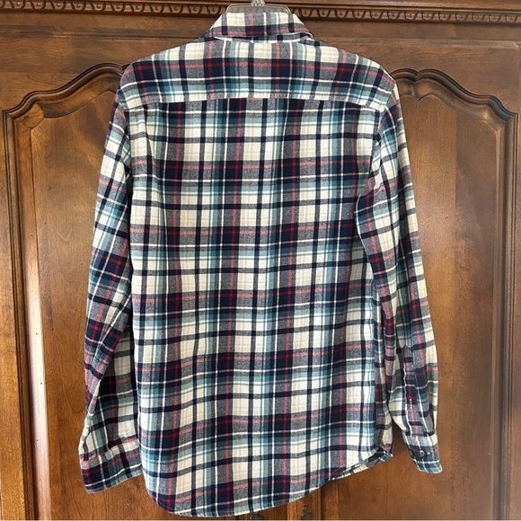 Sonoma Casual Button Down Shirt Red White and Blue Flannel Plaid Men size Small - Picture 6 of 14
